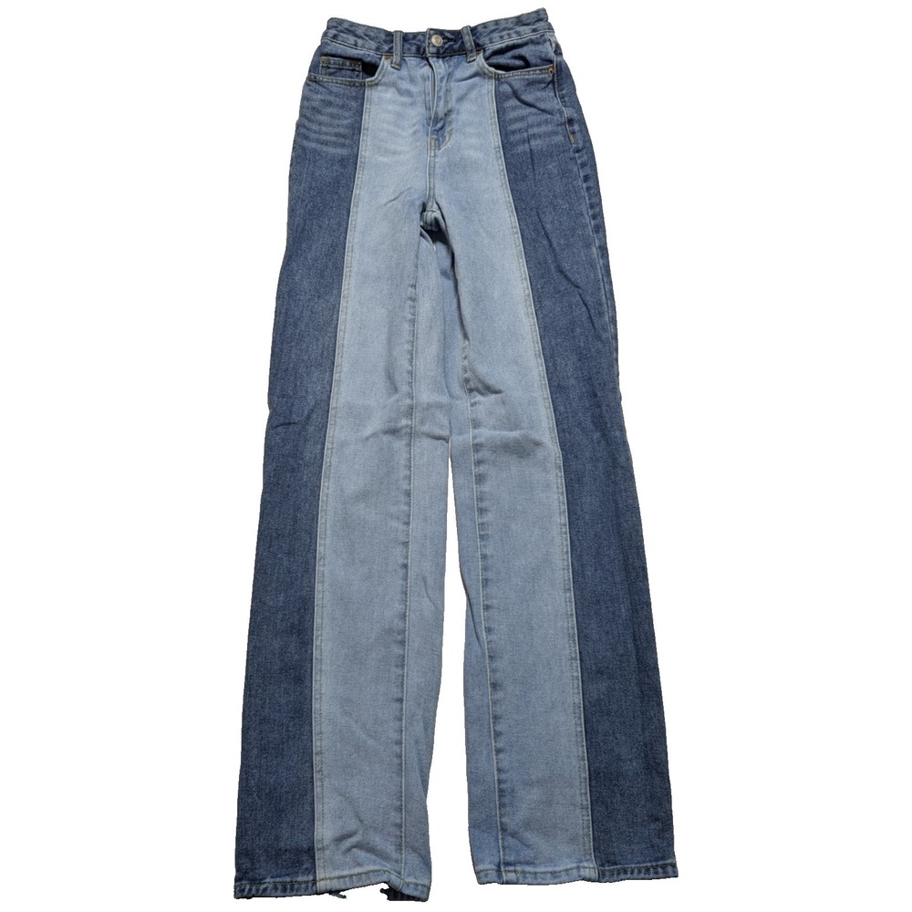 Pacsun 90's Boyfriend Two-Tone Mix-Matched Denim Blue Jeans - Women ?โ Size 24 ?